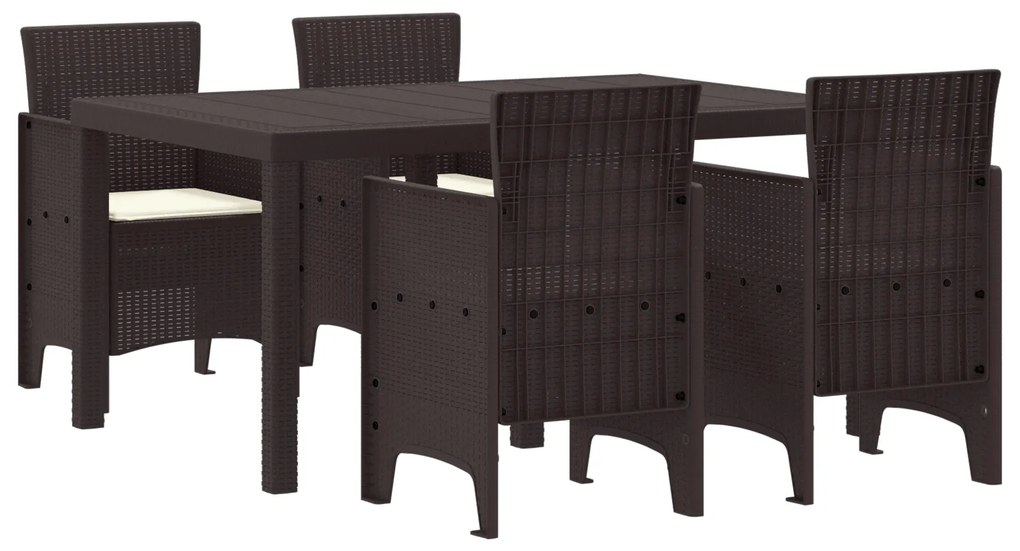 vidaXL Σετ Φαγητού Κήπου 5 pcs Καφέ 150 x 100 x 73 εκ. Πλαστικό