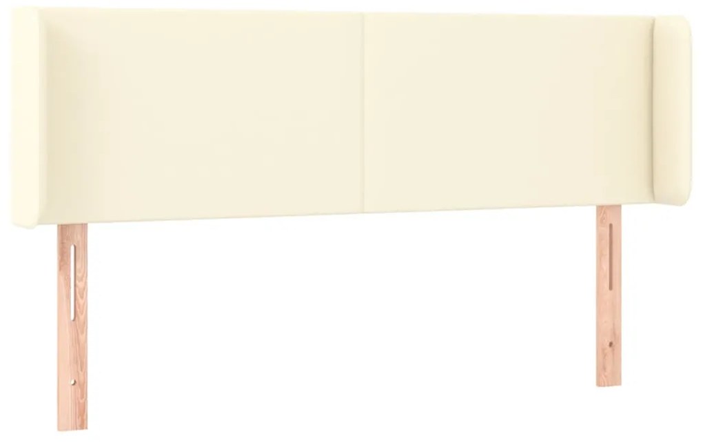vidaXL Κεφαλάρι Κρεβατιού LED Κρεμ 147x16x78/88εκ. από Συνθετικό Δέρμα