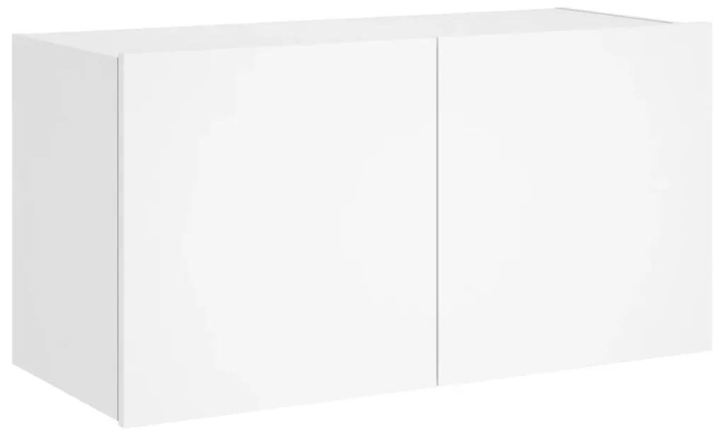 Έπιπλο Τοίχου Τηλεόρασης με LED Λευκό 80x35x41 εκ. - Λευκό