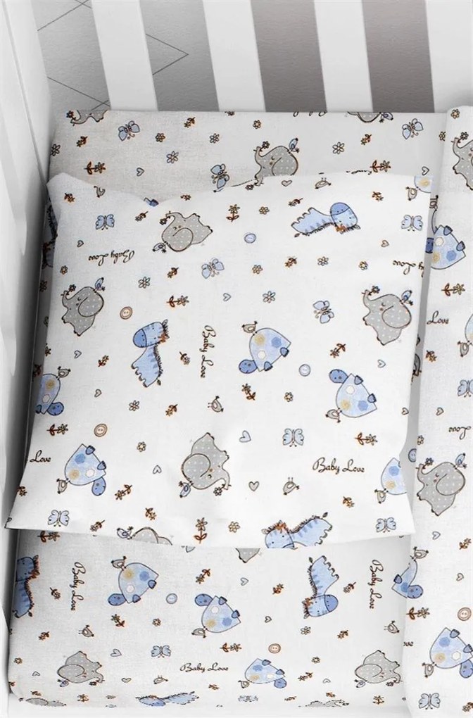 Μαξιλαροθήκη Φανελένια Bebe 35x45εκ. Elephant 074 White-Sky Blue DimCol