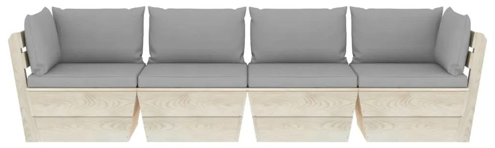 vidaXL Καναπές Κήπου Παλέτας Τετραθέσιος Ξύλο Ερυθρελάτης με Μαξιλάρια