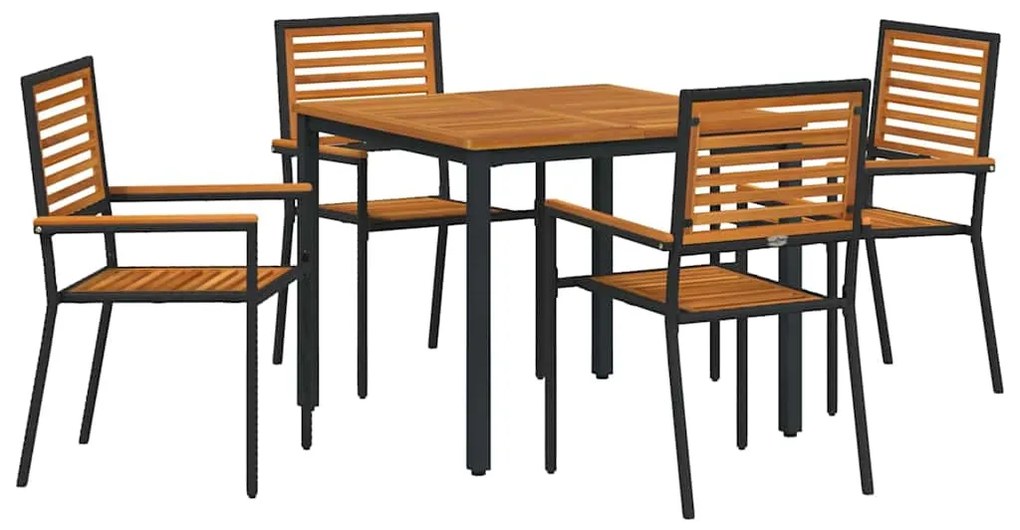 vidaXL Σέτ φαγητού για κήπο 5 pcs Μαύρο 90 x 90 x 75 cm