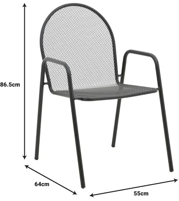 Καρέκλα - Πολυθρόνα Tarete στοιβαζόμενη μαύρο μέταλλο 55x64x86.5 εκ. 55x64x86.5 εκ.
