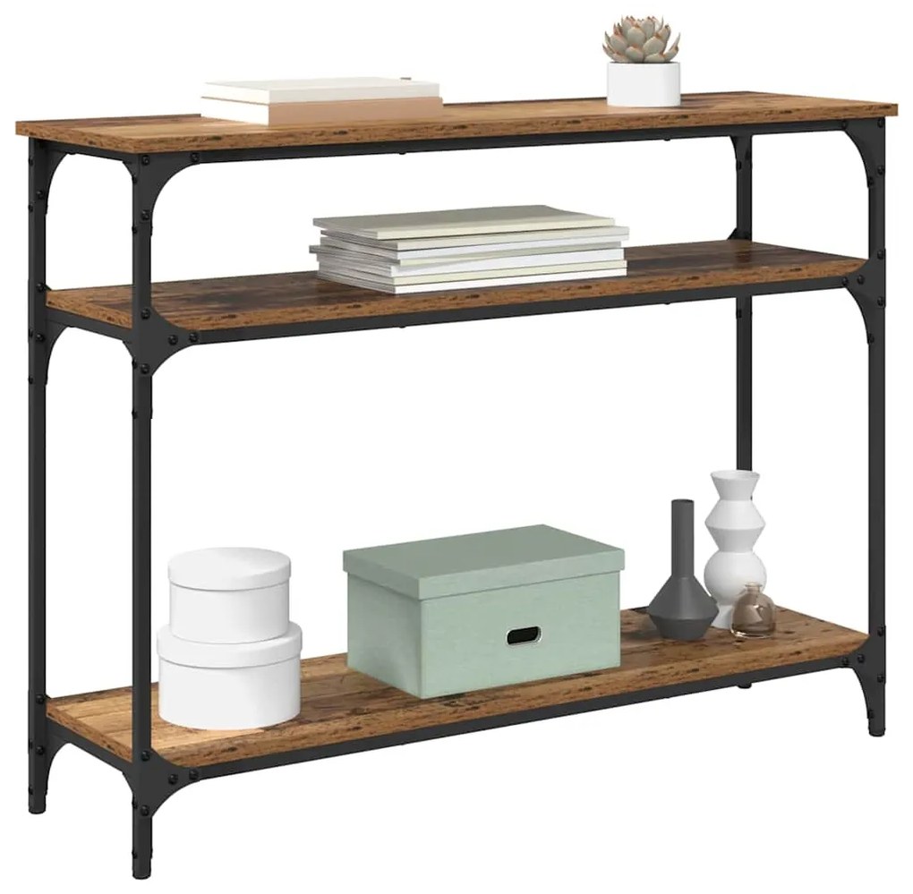 vidaXL Τραπέζι κονσόλας με ράφι Παλιό Ξύλο 100 x 29 x 75 εκ.