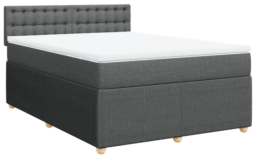 vidaXL Κρεβάτι Boxspring με Στρώμα Σκούρο Γκρι 140x200 εκ Υφασμάτινο