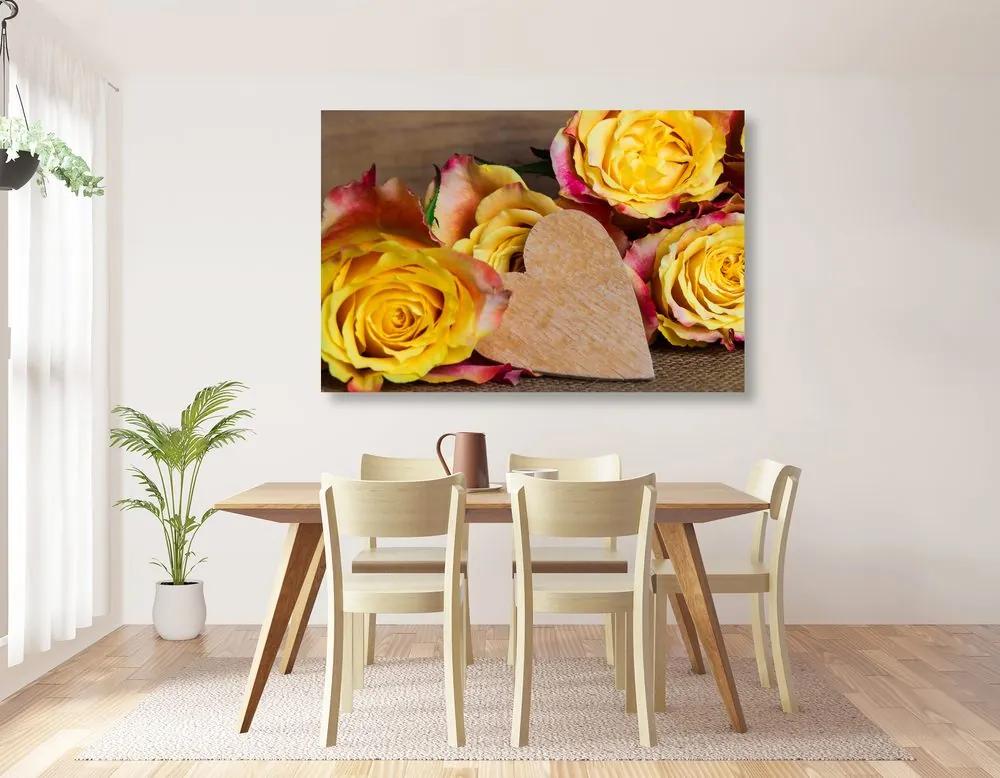Εικόνα ενός κίτρινου τριαντάφυλλου του Αγίου Βαλεντίνου - 60x40