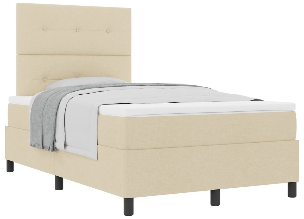 vidaXL Κρεβάτι Box Spring με Μαξιλάρι Κρεμ 120x200 εκ. Υφασμα