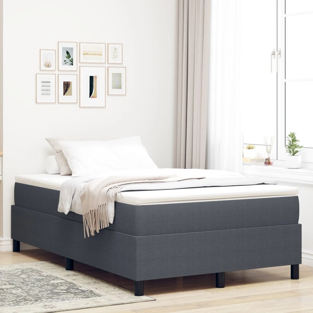 Κρεβάτι με Μάσκα με Στρώμα Σκούρο Γκρι 120x200 cm Ύφασμα Κοτλέ