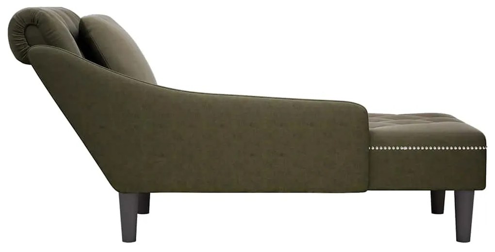 vidaXL Ανάκλιντρο Σκούρο Πράσινη Υφασμάτινο Μαξιλάρι Συνθετικό Δέρμα