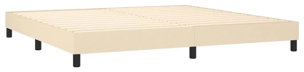 Κρεβάτι Boxspring με Στρώμα Κρεμ 200x200 εκ. Υφασμάτινο - Κρεμ