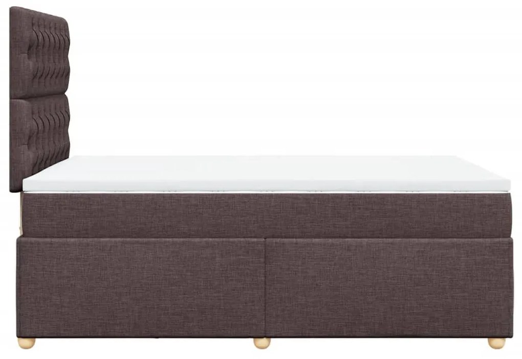 Κρεβάτι Boxspring με Στρώμα Σκούρο Καφέ 120x190 εκ Υφασμάτινο - Καφέ