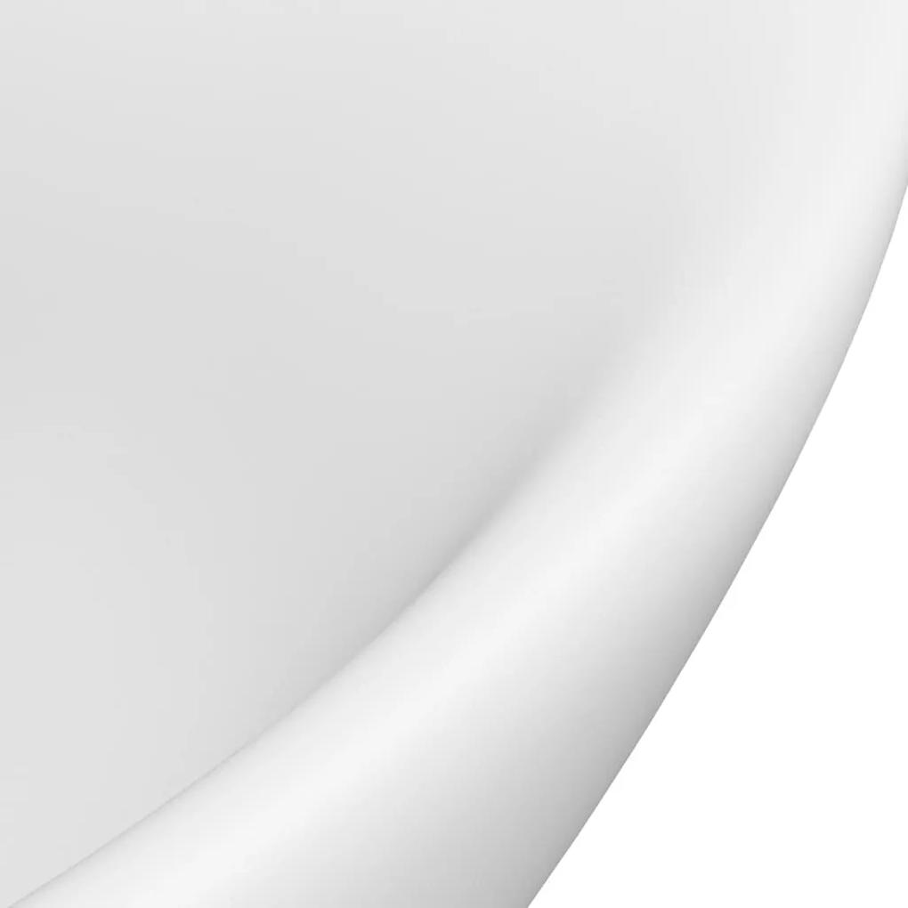 vidaXL Νιπτήρας με Υπερχείλιση Οβάλ Λευκό Ματ 58,5x39 εκ. Κεραμικός