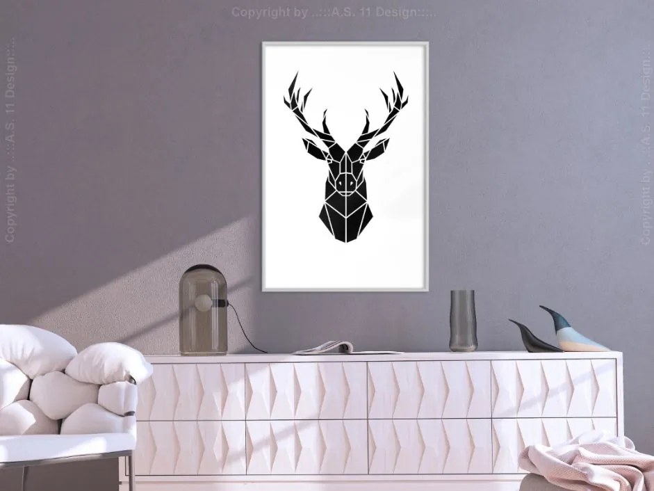 Αφίσα - Geometric Stag - 20x30 - Χρυσό - Χωρίς πασπαρτού