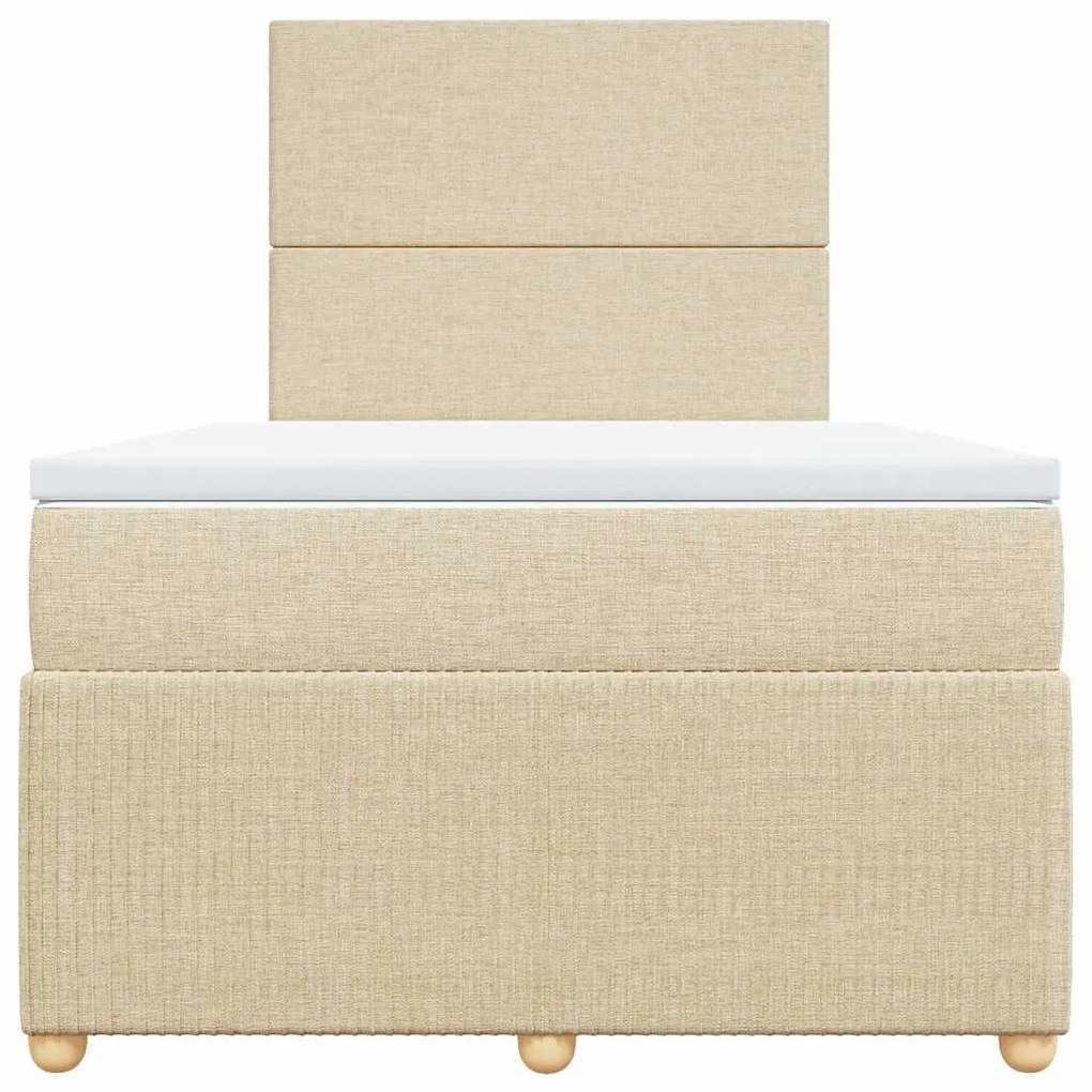 vidaXL Κρεβάτι Boxspring με Στρώμα Κρεμ 120x200 εκ. Υφασμάτινο