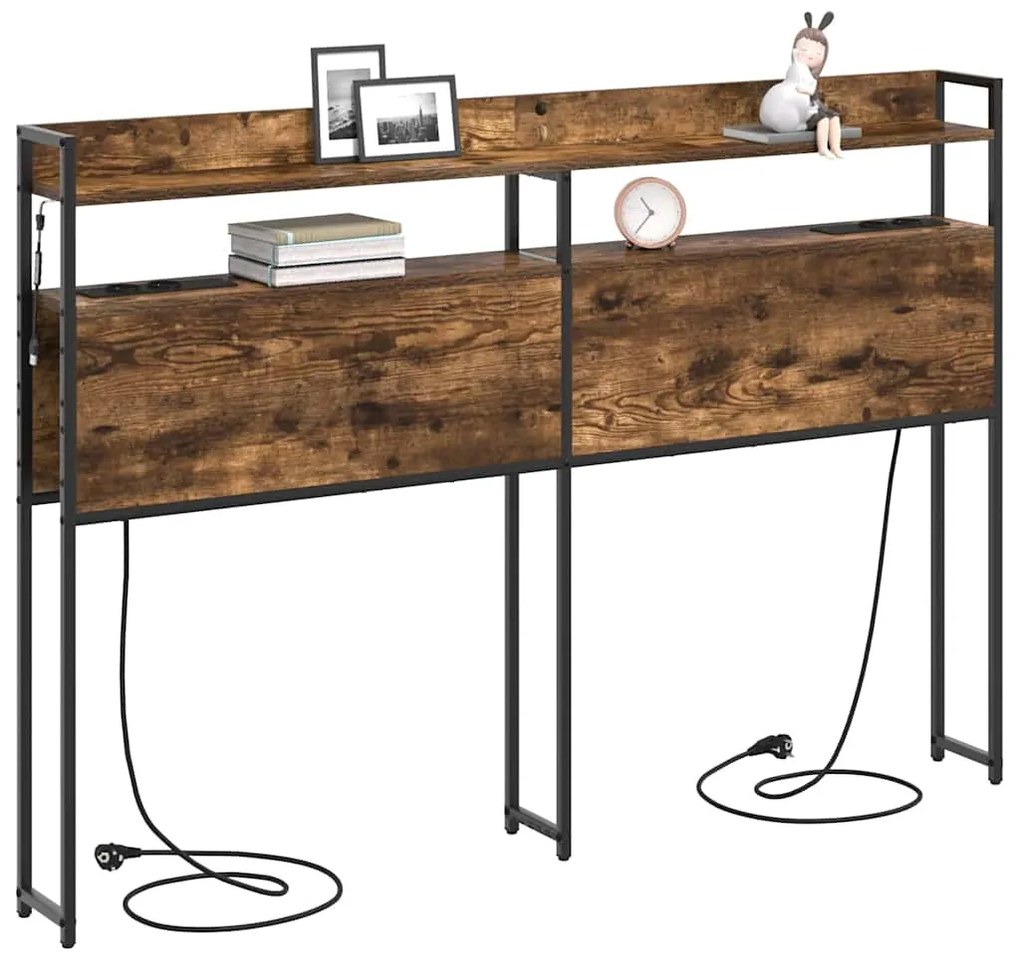 vidaXL Κεφαλάρι Αποθήκης με ράφι Καπνιστή δρυς 140,5 x 15 x 98 εκ