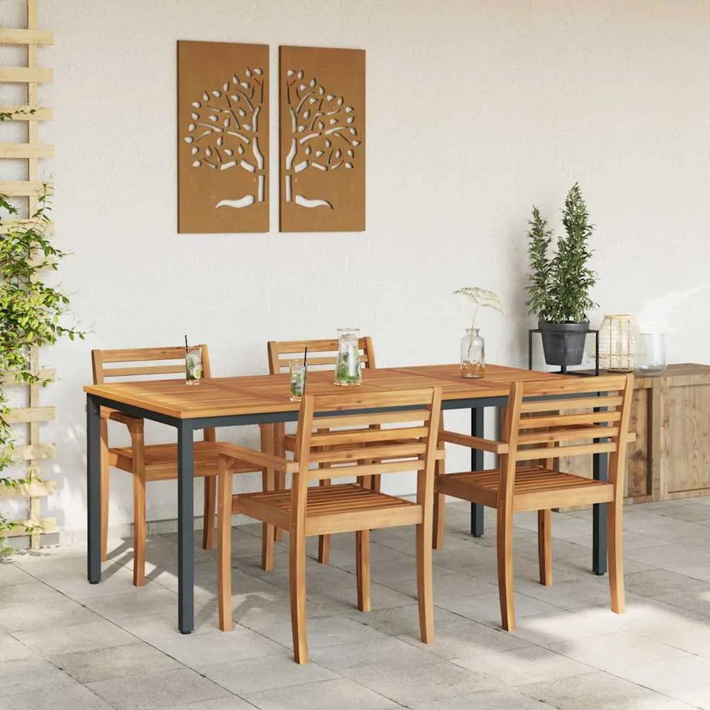 vidaXL Υπαίθρια Τραπέζια Φυσικό και μαύρο 180 x 90 x 75 cm