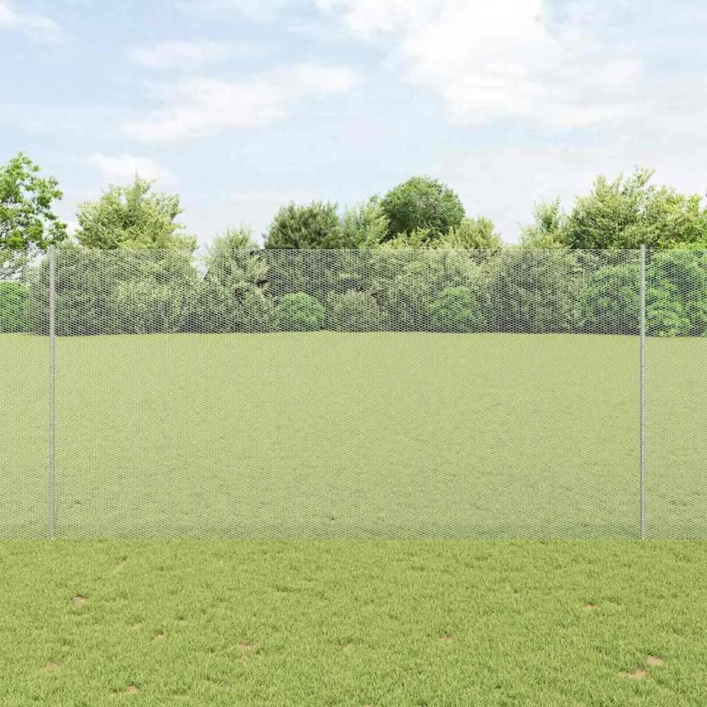 vidaXL Φράχτης με Στήλες. Ασημί 1.5 x 25 m Ατσάλι