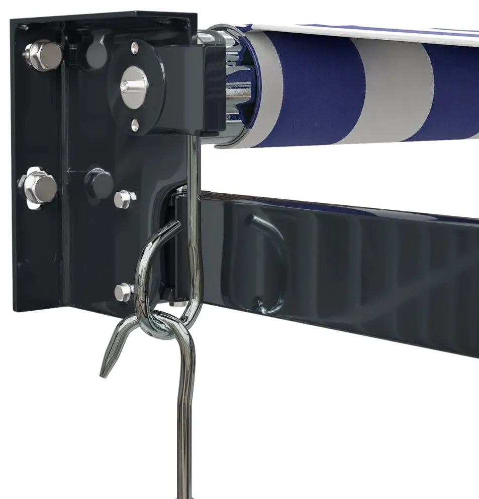 vidaXL Τέντα Πτυσσόμενη Μπλε και Λευκή 5 x 3 μ. Ύφασμα και Αλουμίνιο