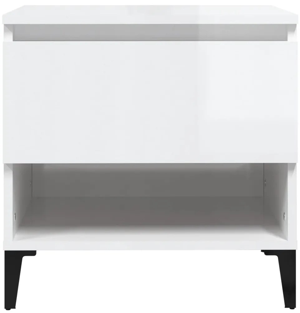 vidaXL Βοηθητικά Τραπέζια 2 τεμ. Γυαλ.Λευκό 50x46x50 εκ. Επεξ. Ξύλο