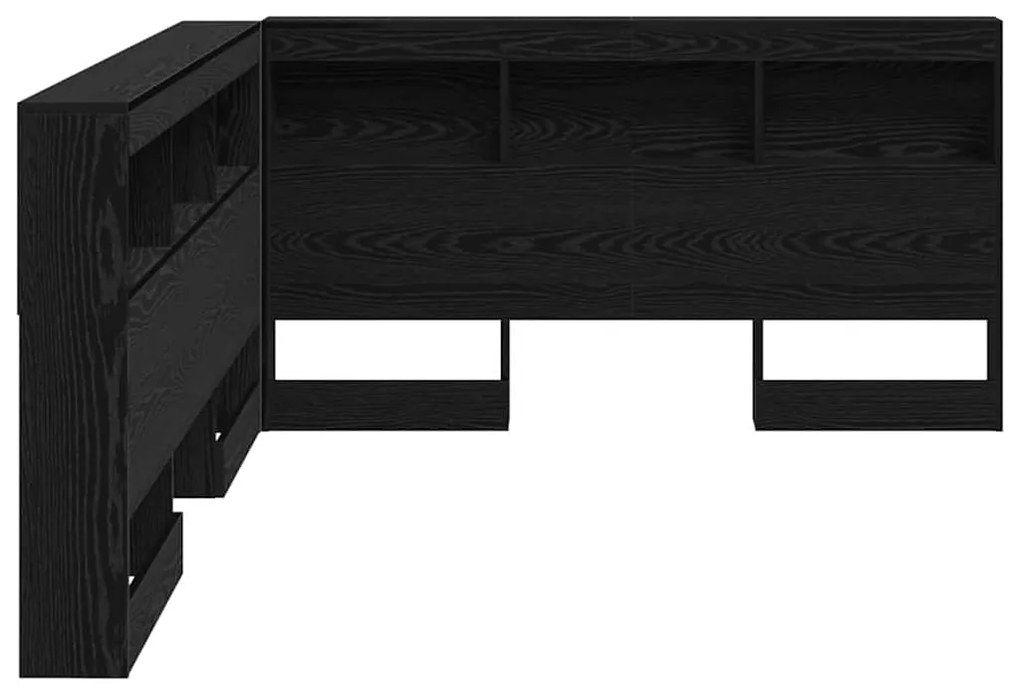 vidaXL Κεφαλάρι Αποθήκης με ράφι Μαύρη δρυς 160 cm Επεξεργασμένο ξύλο
