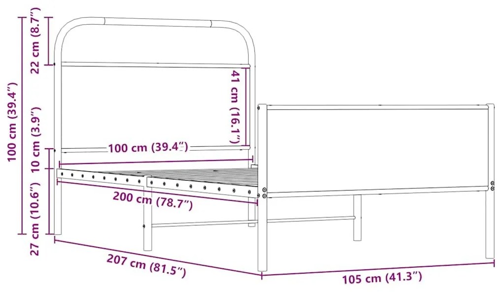 Πλαίσιο Κρεβατιού Χωρ. Στρώμα Sonoma Δρυς 100x200εκ Επ. Ξύλο - Καφέ