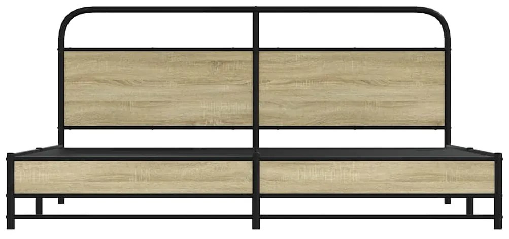 vidaXL Σκελετός Κρεβ. Χωρίς Στρώμα Sonoma Δρυς 180x200 εκ. Μεταλλικό