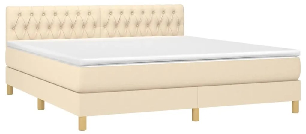 vidaXL Κρεβάτι Boxspring με Στρώμα Κρεμ 180x200 εκ. Υφασμάτινο