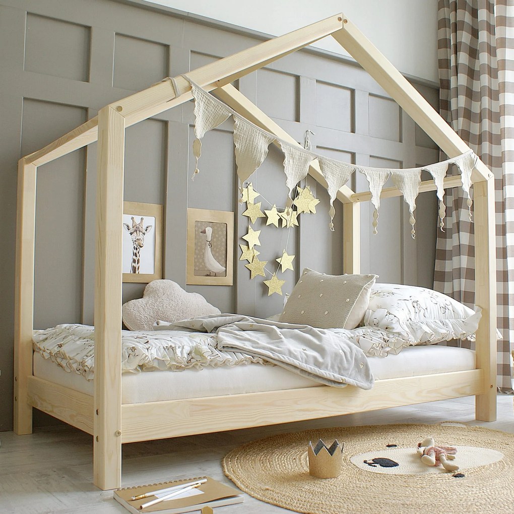 Κρεβάτι Παιδικό Montessori House Bed σε Φυσικό  Ξύλο  90×200cm  Luletto (Δώρο 10% έκπτωση στο Στρώμα)