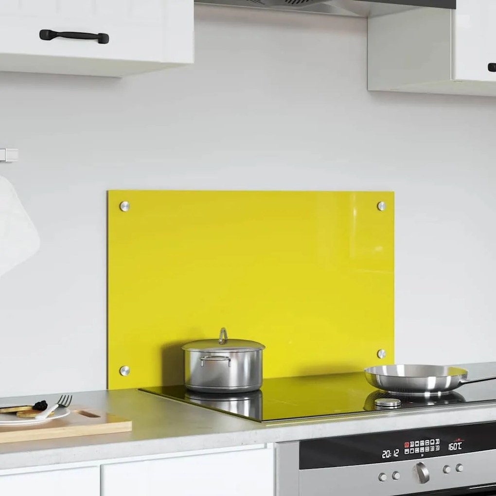 vidaXL Πίσω Πάνελ Κουζίνας Κίτρινο 70 x 40 x 0.6 εκ. σκληρυμένο γυαλί