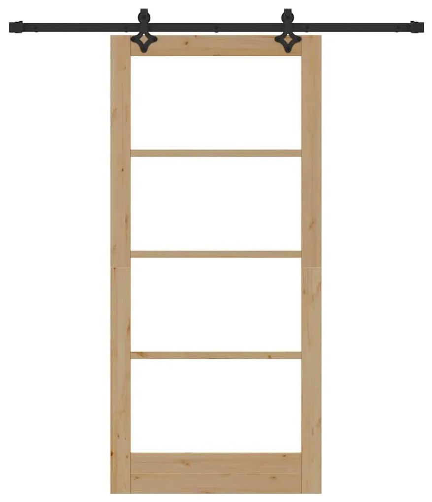 vidaXL Συρόμενη Πόρτα Χειροκίνητος Καφέ 93 x 202 cm Ξύλο και μέταλλο