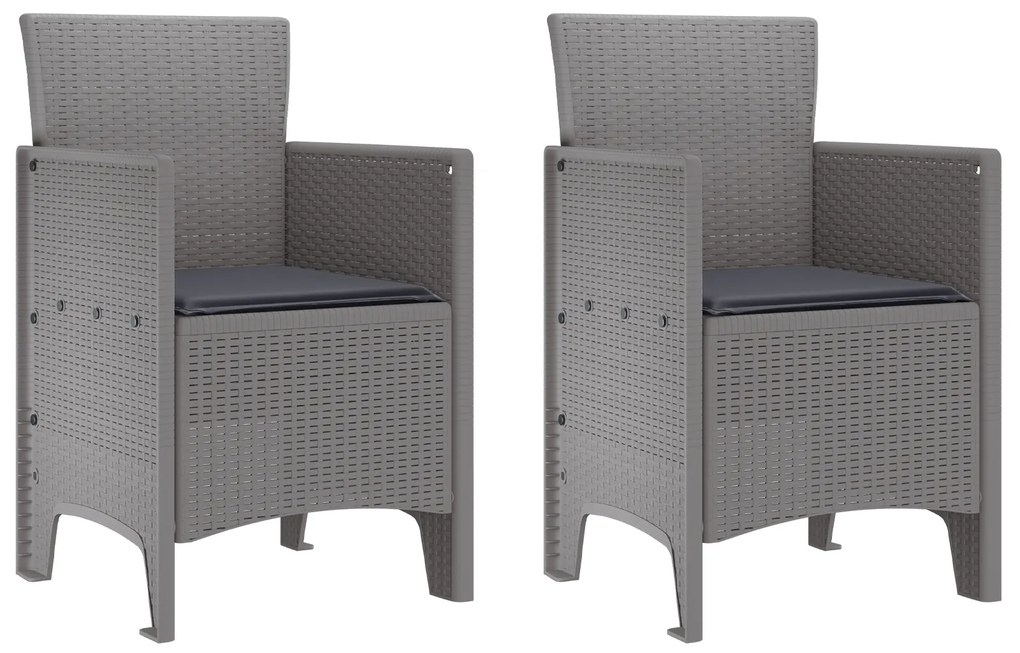 vidaXL Σέτ φαγητού για κήπο 3 pcs Ανοιχτό γκρι Rattan Polt