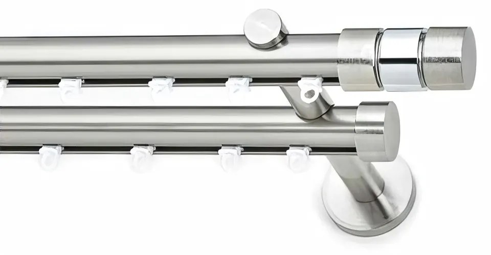 Μεταλλικός Σιδηρόδρομος Τοίχου διπλός Anartisi Aluminium Rail Collection ILIOS S1 Ø25 σε χρώμα ΙΝΟΞ ΓΥΑΛΙΣΤΕΡΟ (INOX POLISHED) 160 εκ