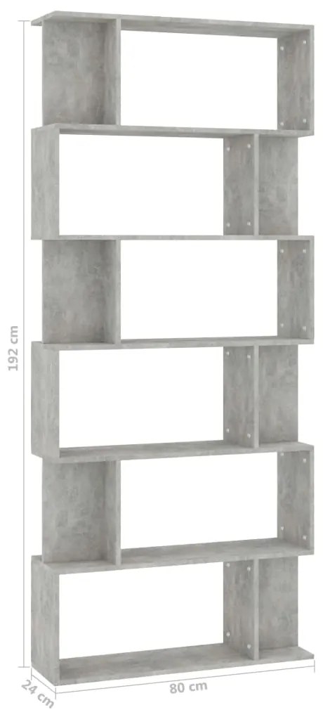 vidaXL Βιβλιοθήκη/Διαχωριστικό Γκρι Σκυροδέμ. 80x24x192 εκ Επεξ. Ξύλο