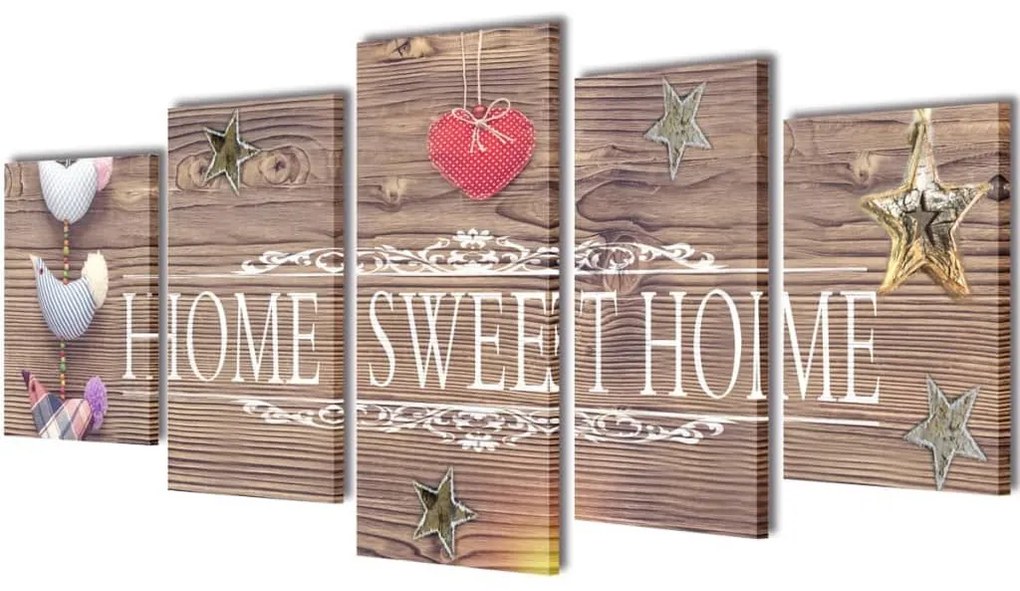 Πίνακας σε Καμβά Σετ Σχέδιο Home Sweet Home 200 x 100 εκ. - Πολύχρωμο