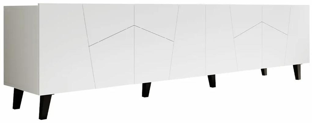 Τραπέζι Tv Charlotte 181, Μαύρο, Άσπρο, Ο αριθμός των θυρών: 4, 201x53x42cm, 48 kg | Epipla1.gr
