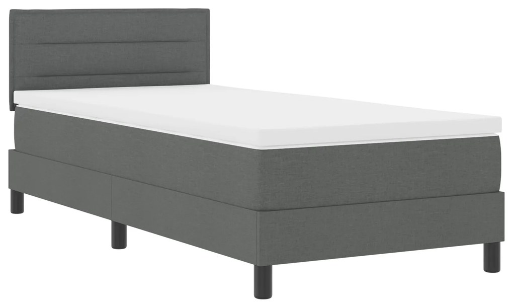vidaXL Κρεβάτι Box Spring με Στρώμα Σκούρο Γκρι 80x200 εκ Ύφασμα
