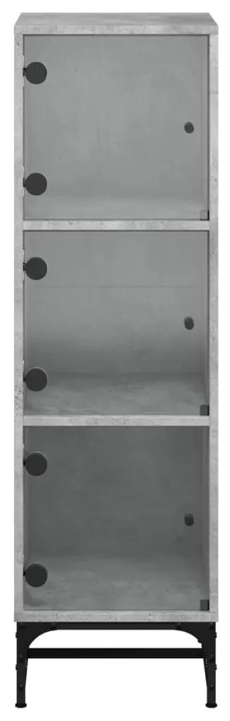 vidaXL Ντουλάπι Γκρι Σκυροδέματος 35 x 37 x 120 εκ. με Γυάλινες Πόρτες