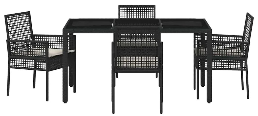 vidaXL Σέτ φαγητού για κήπο 5 pcs Μαύρο συνθετικό ρατάν