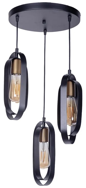 Φωτιστικό οροφής τρίφωτο Tahmno pakoworld μαύρο 30x3x31εκ