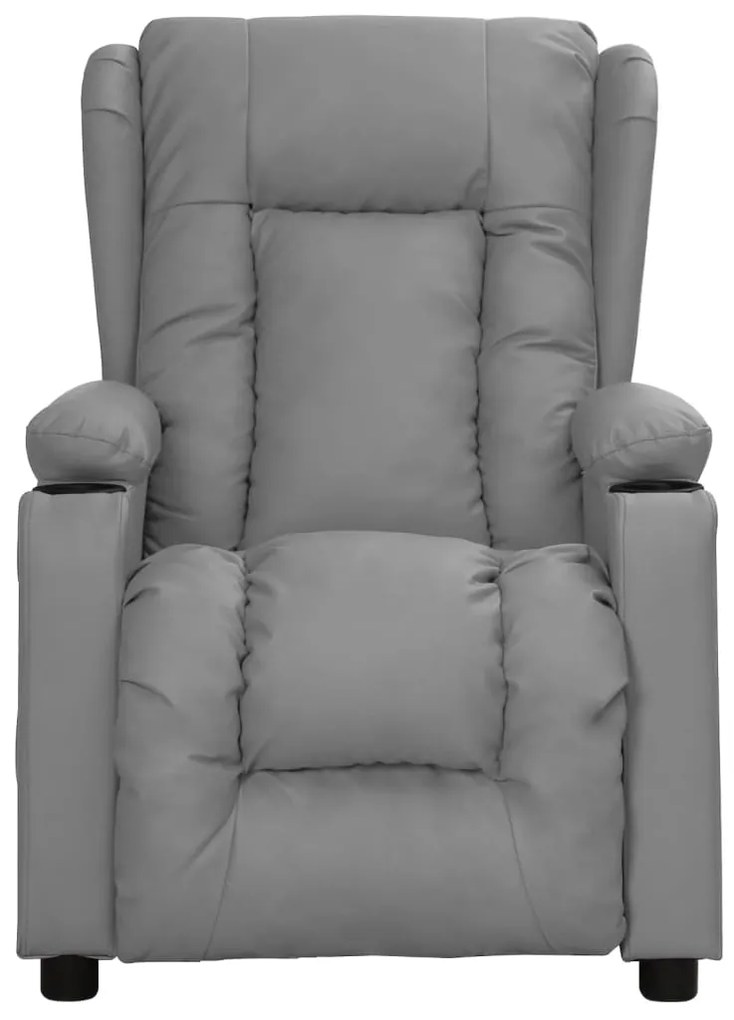 vidaXL Πολυθρόνα Ανακλινόμενη με Ανύψωση Γκρι Συνθετικό Δέρμα