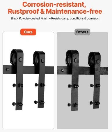 VEVOR 6.6FT Sliding Barn Door Hardware Kit for Single Sliding Barn Door Black