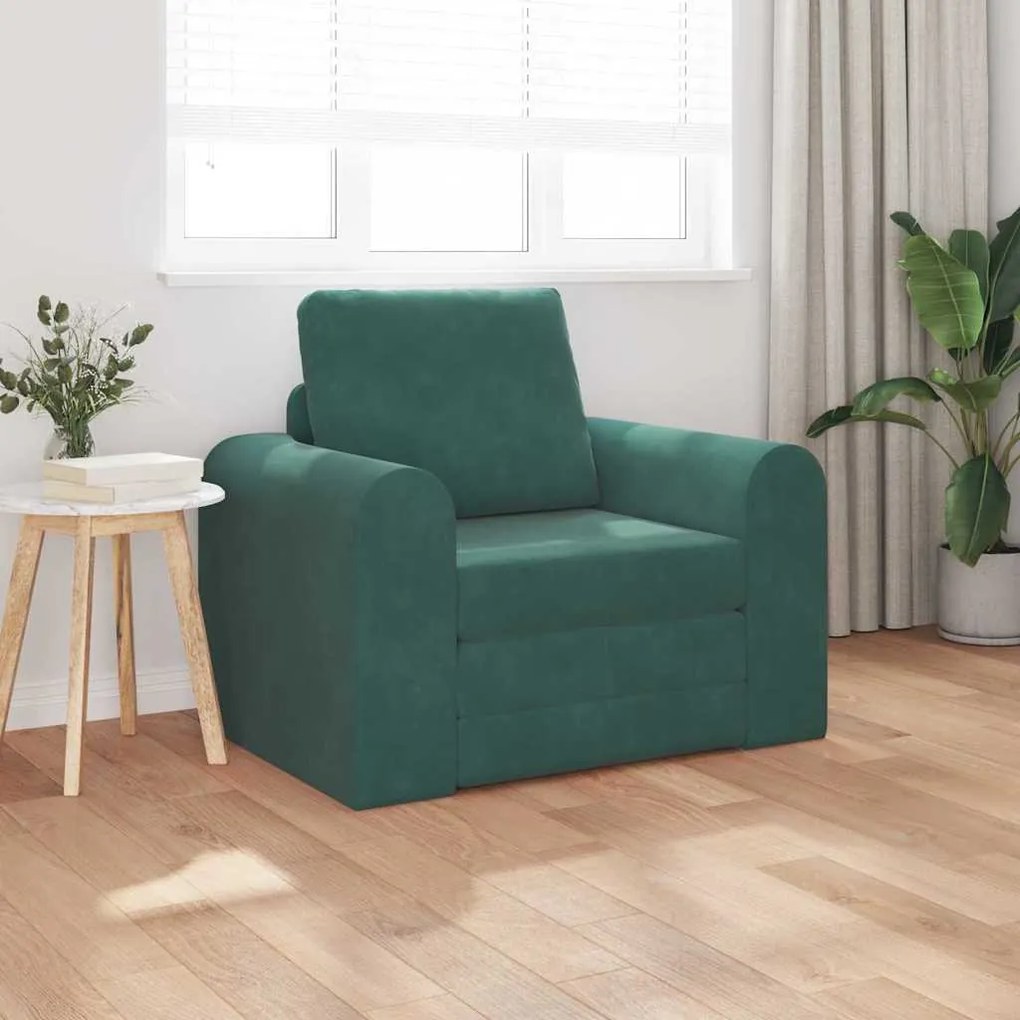 vidaXL Καναπές Κρεβάτι 2 σε 1 Σκούρο Πράσινο 98x71x83 εκ. Βελούδινος
