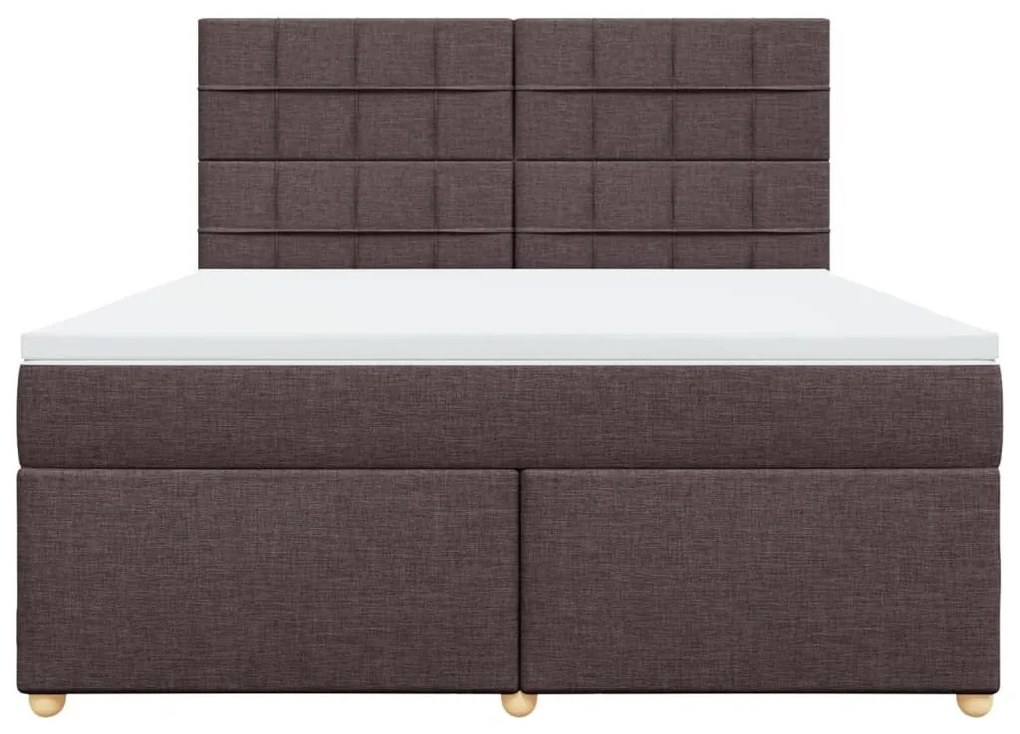 Κρεβάτι Boxspring με Στρώμα Σκούρο Καφέ 180x200 εκ Υφασμάτινο - Καφέ