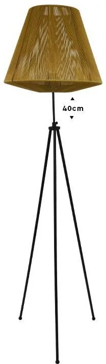 Φωτιστικό Δαπέδου Cord Fylliana Μαύρο - Χρυσό 42x140 εκ. 42x42x140 εκ.