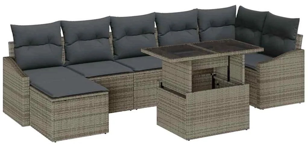 vidaXL Σετ Καναπέ Κήπου με μαξιλάρι 8 pcs Γκρι συνθετικό ρατάν