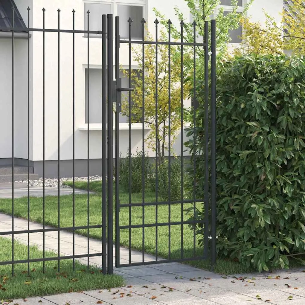 vidaXL Πύλη Φράχτη Γκρι 100 x 200 cm Χάλυβας με Επικάλυψη Πούδρας