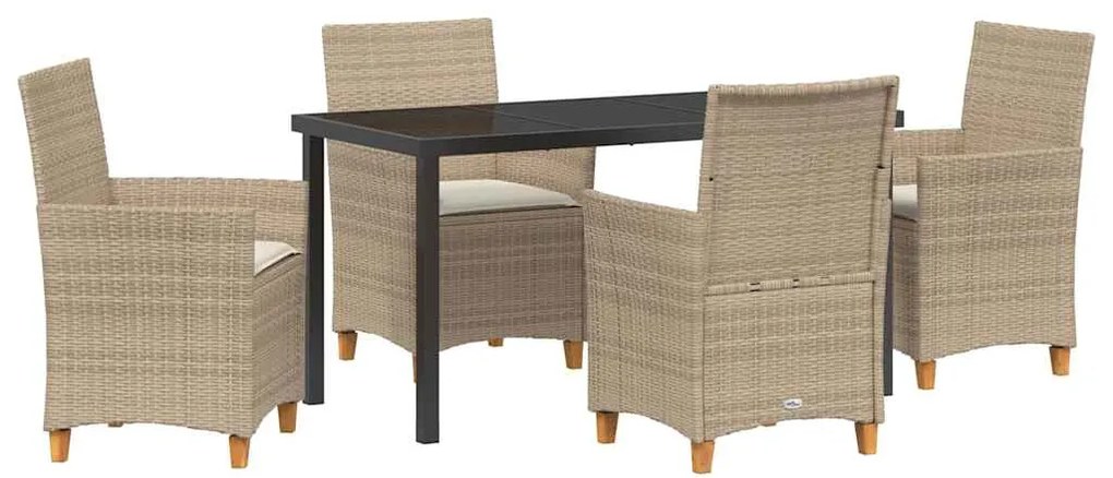 vidaXL Σέτ φαγητού για κήπο 5 pcs Μπεζ συνθετικό ρατάν