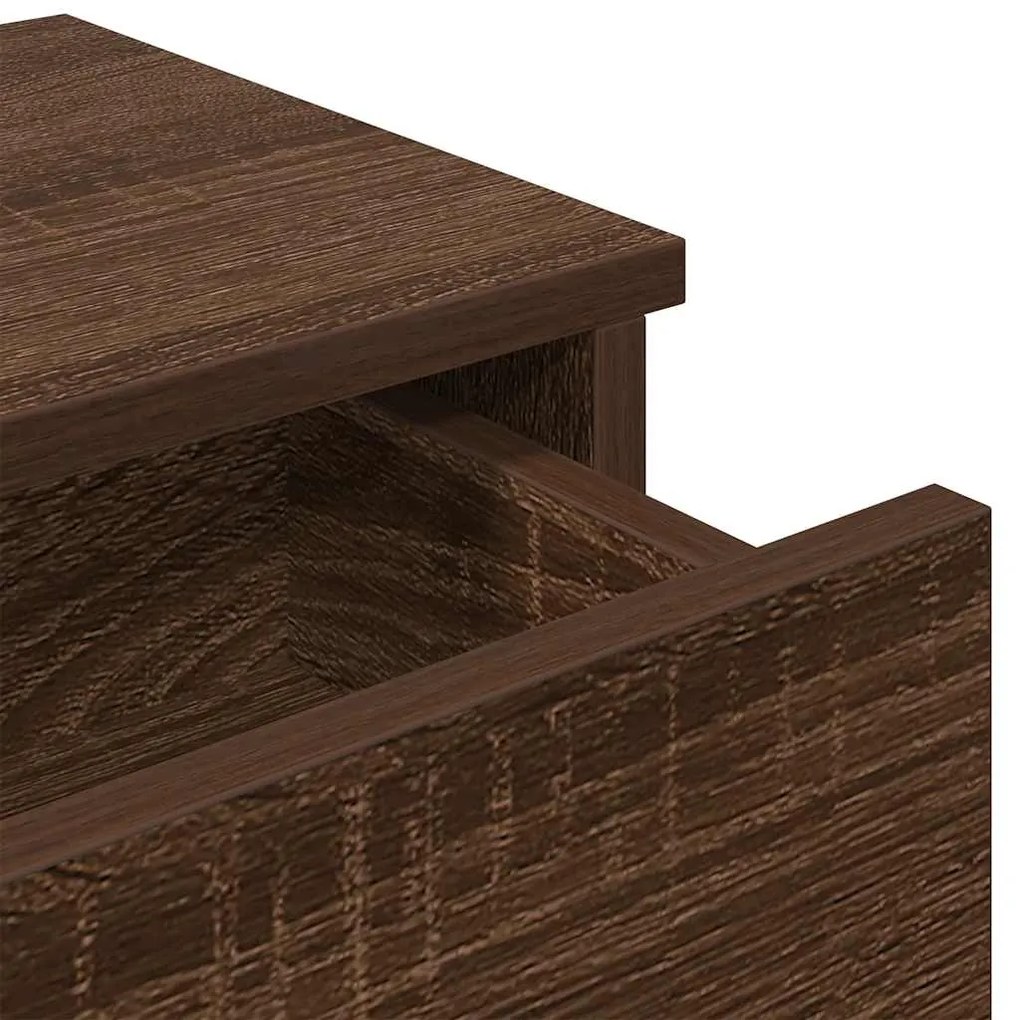 Ράφι τοίχου με συρτάρια καφέ δρυς 100x37,5x19 cm Ξύλο μηχανής - Καφέ