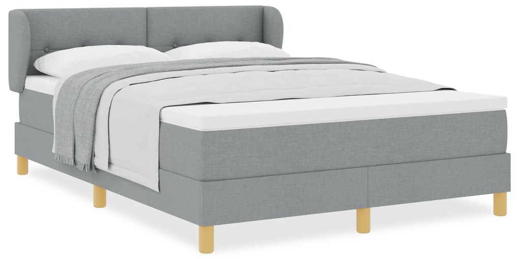 vidaXL Κρεβάτι Box Spring με στρώμα - Ανοιχτό γκρι, 140x200 εκ., Ύφασμα