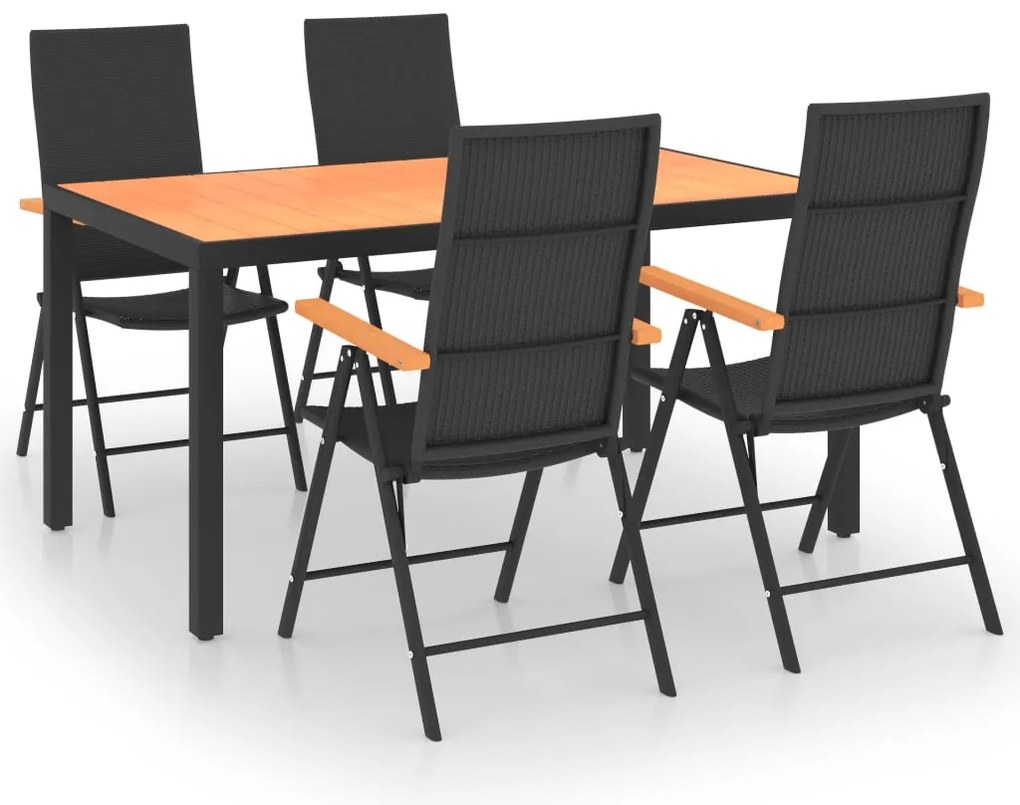 vidaXL Σετ Τραπεζαρίας Κήπου 5 Τεμαχίων Μαύρο και Καφέ